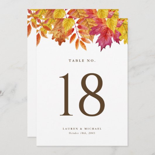 Rustic Fall verlaat Garland Trouwtafelnummers (Voorkant / Achterkant)