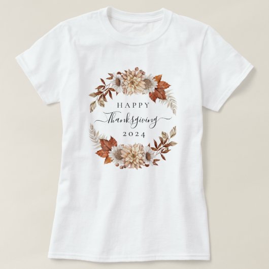 Rustic Fall verlaat Happy Thanksgiving 2024 T-shirt (Design voorkant)