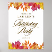 Rustic Fall verlaat herfstverjaardagsfeestje welko Poster (Voorkant)