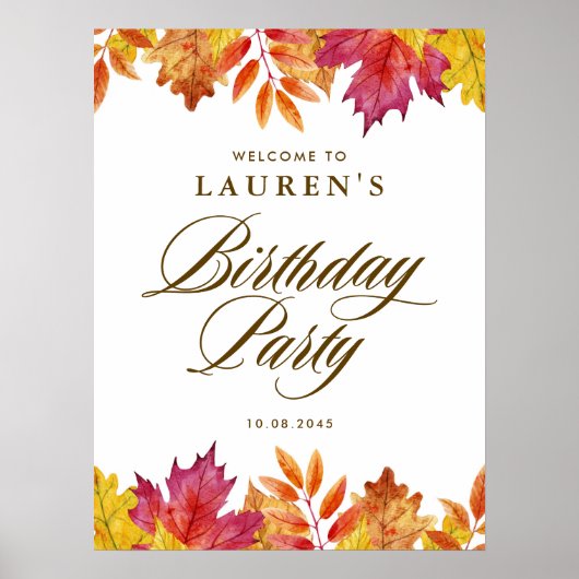 Rustic Fall verlaat herfstverjaardagsfeestje welko Poster (Voorkant)