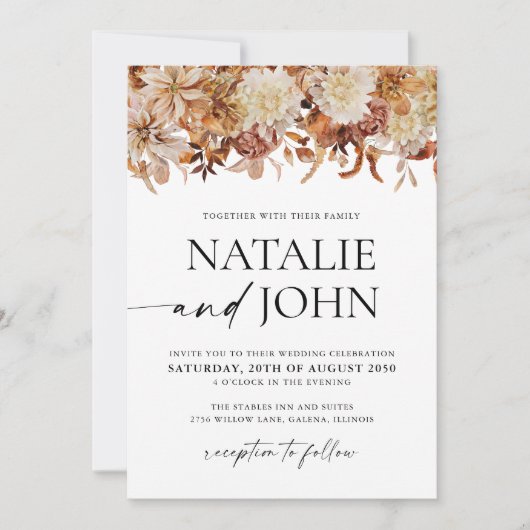 Rustic Fall verlaat huwelijksuitnodiging Kaart (Voorkant)