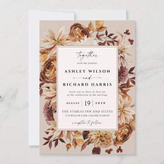 Rustic Fall verlaat huwelijksuitnodiging Kaart (Voorkant)