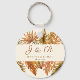 Rustic Fall verlaat Monogram Trouwronde Sleutelhanger