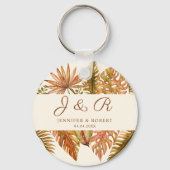 Rustic Fall verlaat Monogram Trouwronde Sleutelhanger (Achterkant)