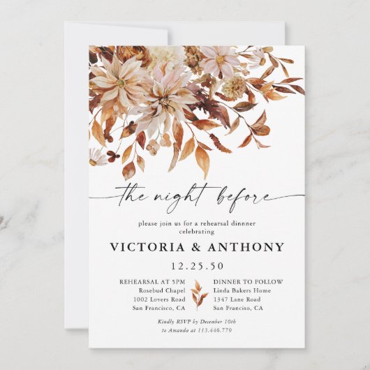 Rustic Fall verlaat uitnodiging voor repetitiedine (Voorkant)