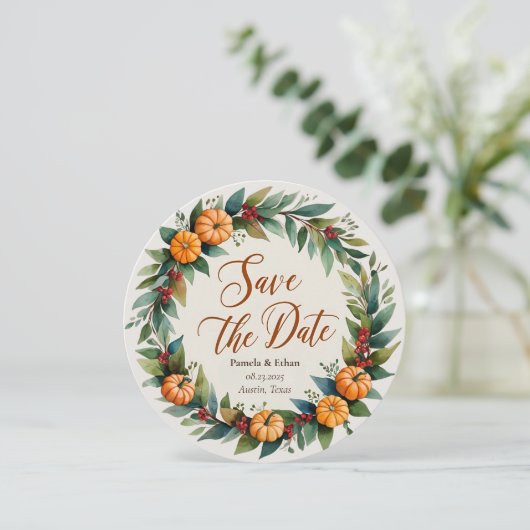 Rustic Fall Wedding Aankondiging Save the Date (Staand voorkant)
