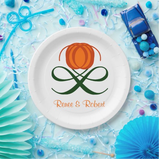 Rustic Fall Wedding Abstract Pumpkin Autumn Design Papieren Bordje (Feest)