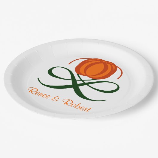 Rustic Fall Wedding Abstract Pumpkin Autumn Design Papieren Bordje (Gekanteld)