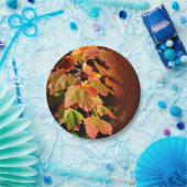 Rustic Fall Wedding Autumn Foliage Photo Leaves Papieren Bordje (Feest)