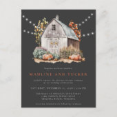 Rustic Fall Wedding Barn String Lights Briefkaart (Voorkant)