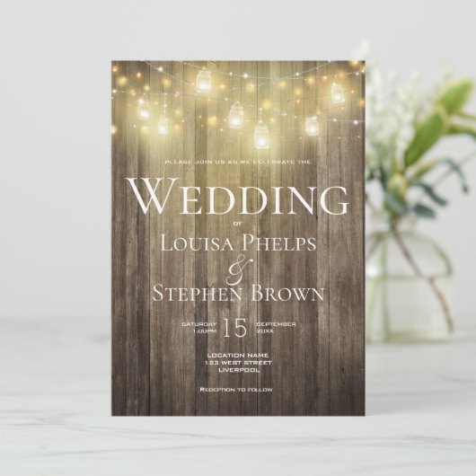 Rustic Fall Wedding country Fairy Lights Kaart (Staand voorkant)