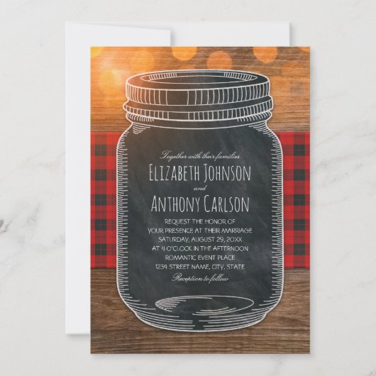 Rustic Fall Wedding Country Mason Jar Kaart (Voorkant)