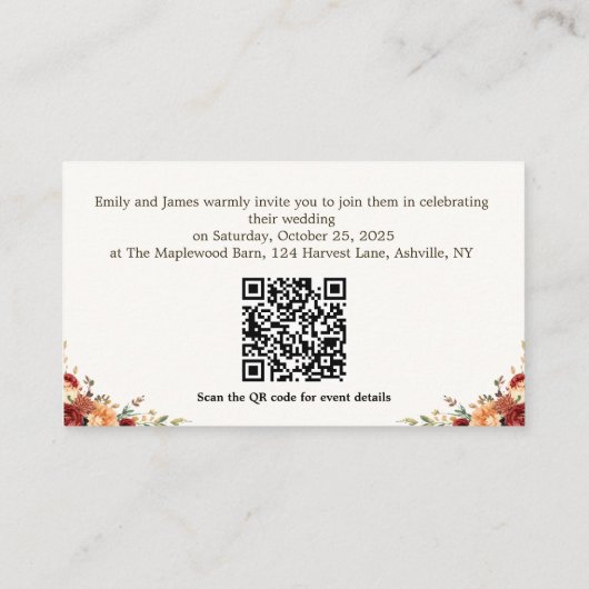 Rustic Fall Wedding Enclosure Kaart | Aangepaste Q (Achterkant)