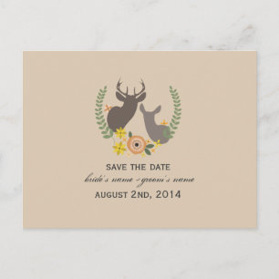 Rustic Fall Wedding Floral Deer Save the Date Aankondigingskaart