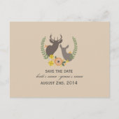 Rustic Fall Wedding Floral Deer Save The Date Aankondigingskaart (Voorkant)