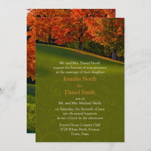 Rustic Fall Wedding Invitations Kaart (Voorkant / Achterkant)