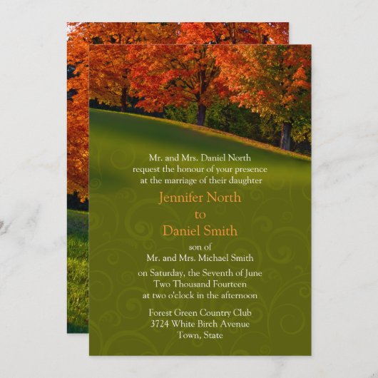 Rustic Fall Wedding Invitations Kaart (Voorkant / Achterkant)