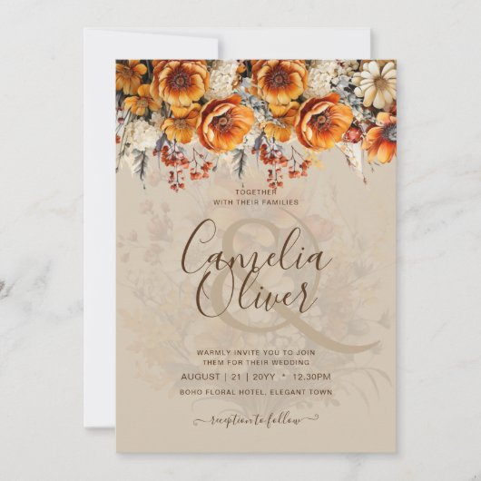 Rustic Fall Wedding Invitations Kaart (Voorkant)