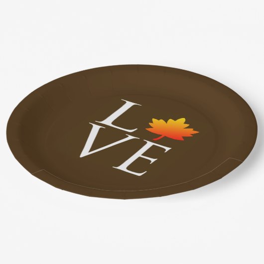 Rustic Fall Wedding Love Oranje Maple Leaf Autumn Papieren Bordje (Gekanteld)