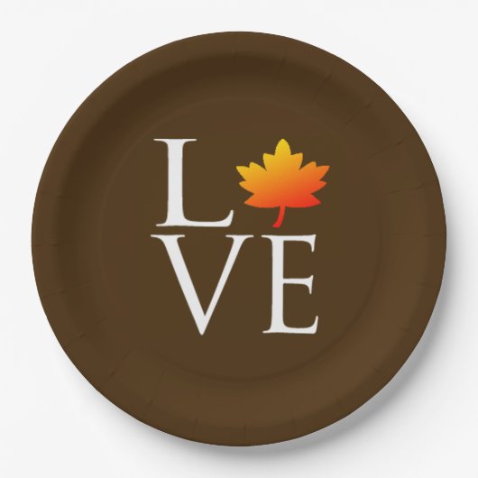 Rustic Fall Wedding Love Oranje Maple Leaf Autumn Papieren Bordje (Voorkant)