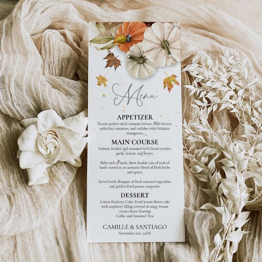 Rustic Fall Wedding Menu