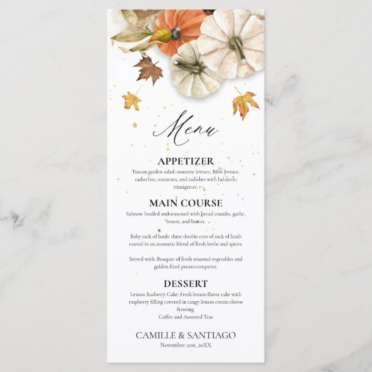Rustic Fall Wedding Menu (Voorkant)