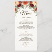 Rustic Fall Wedding Menu Kaart | Bourgondische Roz (Voorkant)