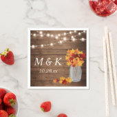 Rustic Fall Wedding Monogram String Lights Wood Servet (Insitu)