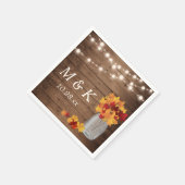 Rustic Fall Wedding Monogram String Lights Wood Servet (Hoek)