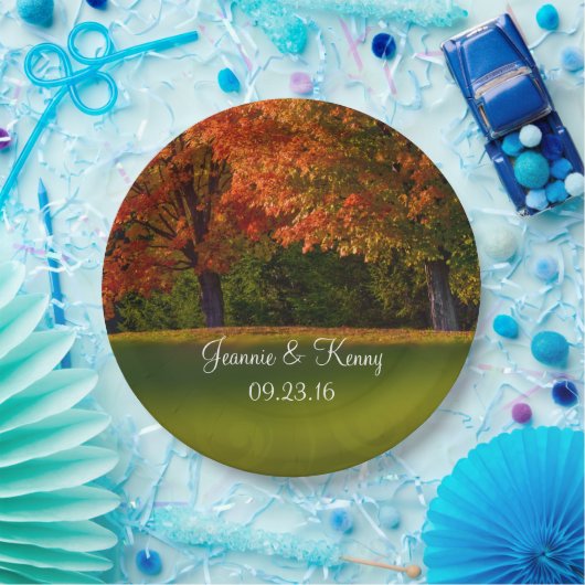 Rustic Fall Wedding Names Datum Papieren Bordje (Feest)