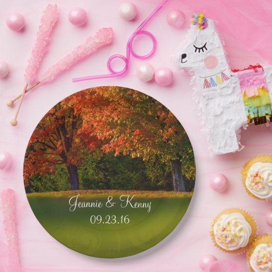 Rustic Fall Wedding Names Datum Papieren Bordje (Feest)