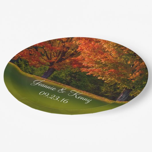 Rustic Fall Wedding Names Datum Papieren Bordje (Gekanteld)