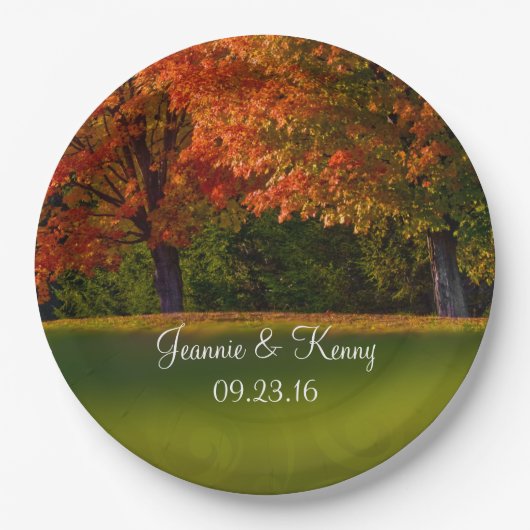 Rustic Fall Wedding Names Datum Papieren Bordje (Voorkant)