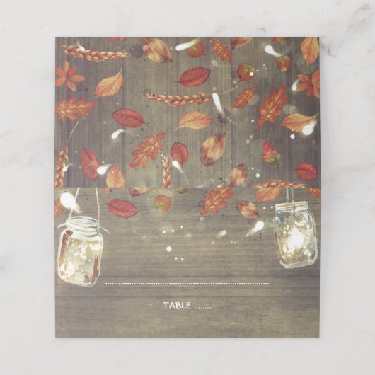 Rustic Fall Wedding Plaatskaartje (Buitenkant ongevouwen)