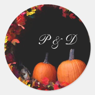 Rustic Fall Wedding Pumpkin Monogram Envelope Seal Ronde Sticker