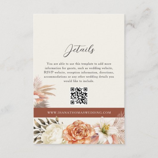 Rustic Fall Wedding QR Details Kaart (Voorkant)