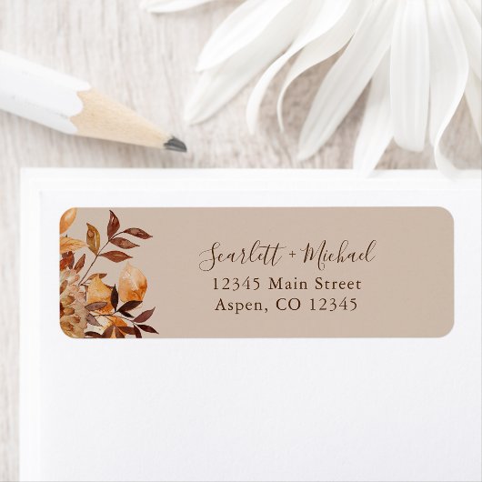 Rustic Fall Wedding Return-adres Etiket