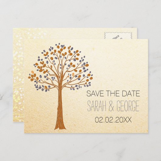 Rustic Fall Wedding Save the Date Uitnodiging Briefkaart (Voorkant / Achterkant)