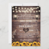 Rustic Fall Wedding Sunflower &  lampjes Kaart (Voorkant)