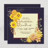 Rustic Fall Wedding Yellow Wilde Rozen, eendenblau Kaart (Voorkant / Achterkant)