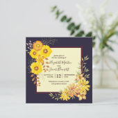 Rustic Fall Wedding Yellow Wilde Rozen, eendenblau Kaart (Staand voorkant)