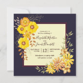 Rustic Fall Wedding Yellow Wilde Rozen, eendenblau Kaart (Voorkant)