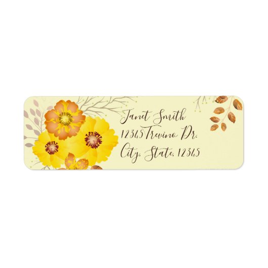 Rustic Fall Wedding Yellow Wilde Rozen Etiket (Voorkant)