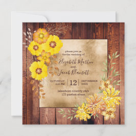 Rustic Fall Wedding Yellow Wilde Rozen Kaart