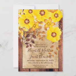 Rustic Fall Wedding Yellow Wilde Rozen Kaart