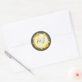 Rustic Fall Wedding Yellow Wilde Rozen, sage Ronde Sticker (Envelop)