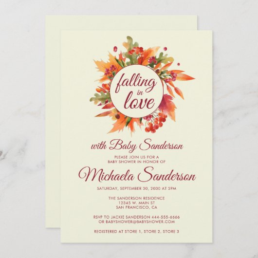 Rustic Falling in Love Autumn Herfst Baby shower Kaart (Voorkant / Achterkant)