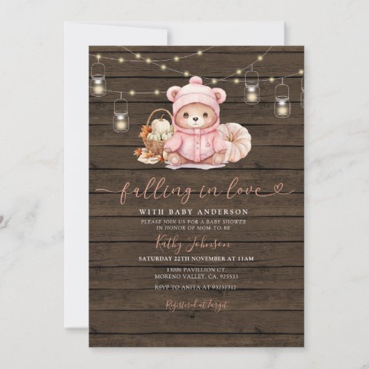 Rustic Falling In Love Pumpkin Beer Baby shower Kaart (Voorkant)