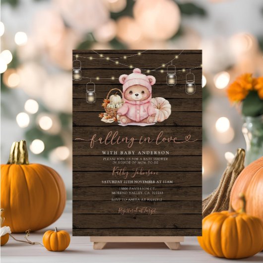 Rustic Falling In Love Pumpkin Beer Baby shower Kaart