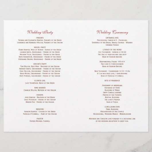 Rustic Falling Leaves Fall Wedding Programs (Achterkant)